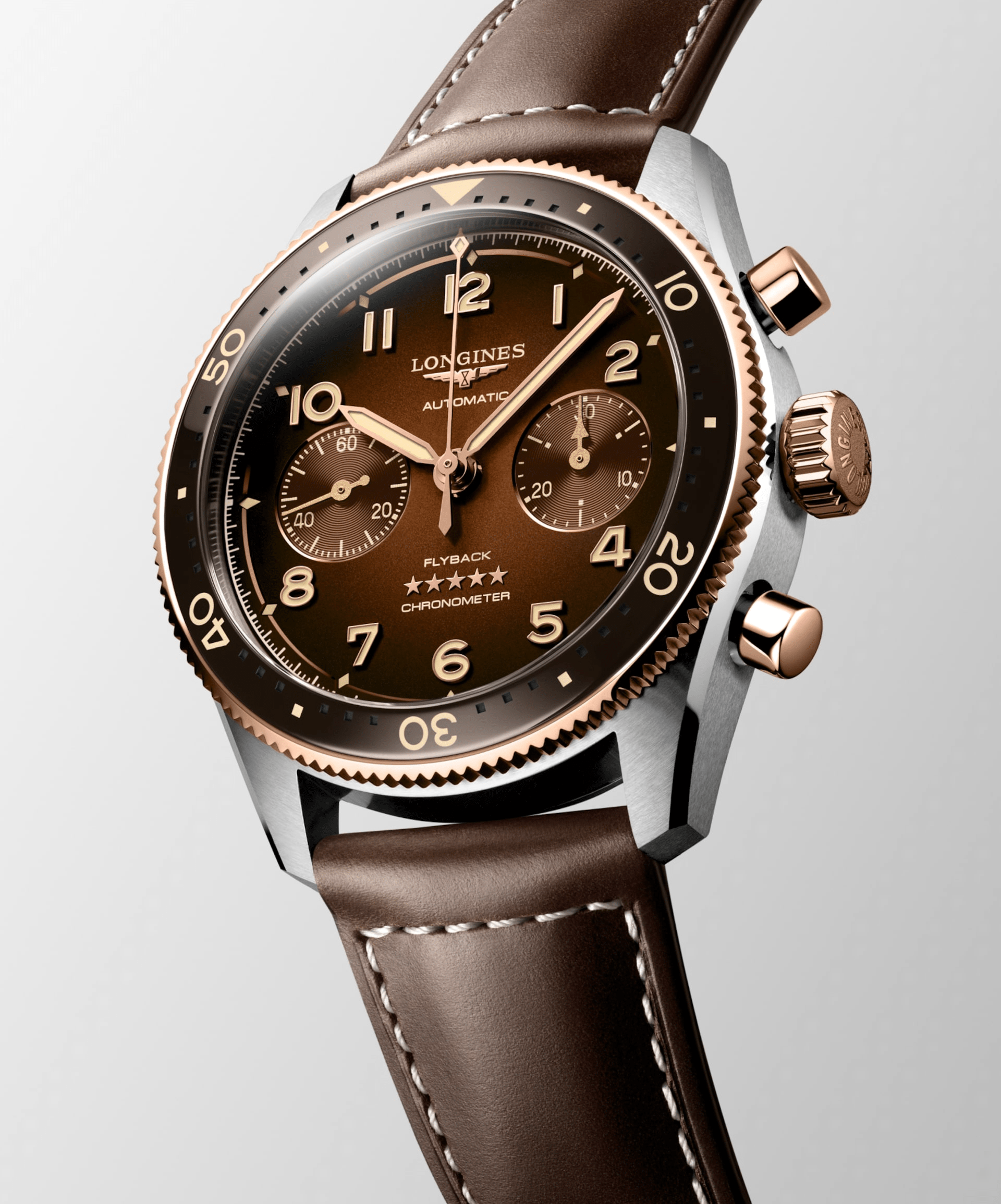 Longines Spirit Flyback 42mm Chronograph Brown Sunray Men's Watch L38215592