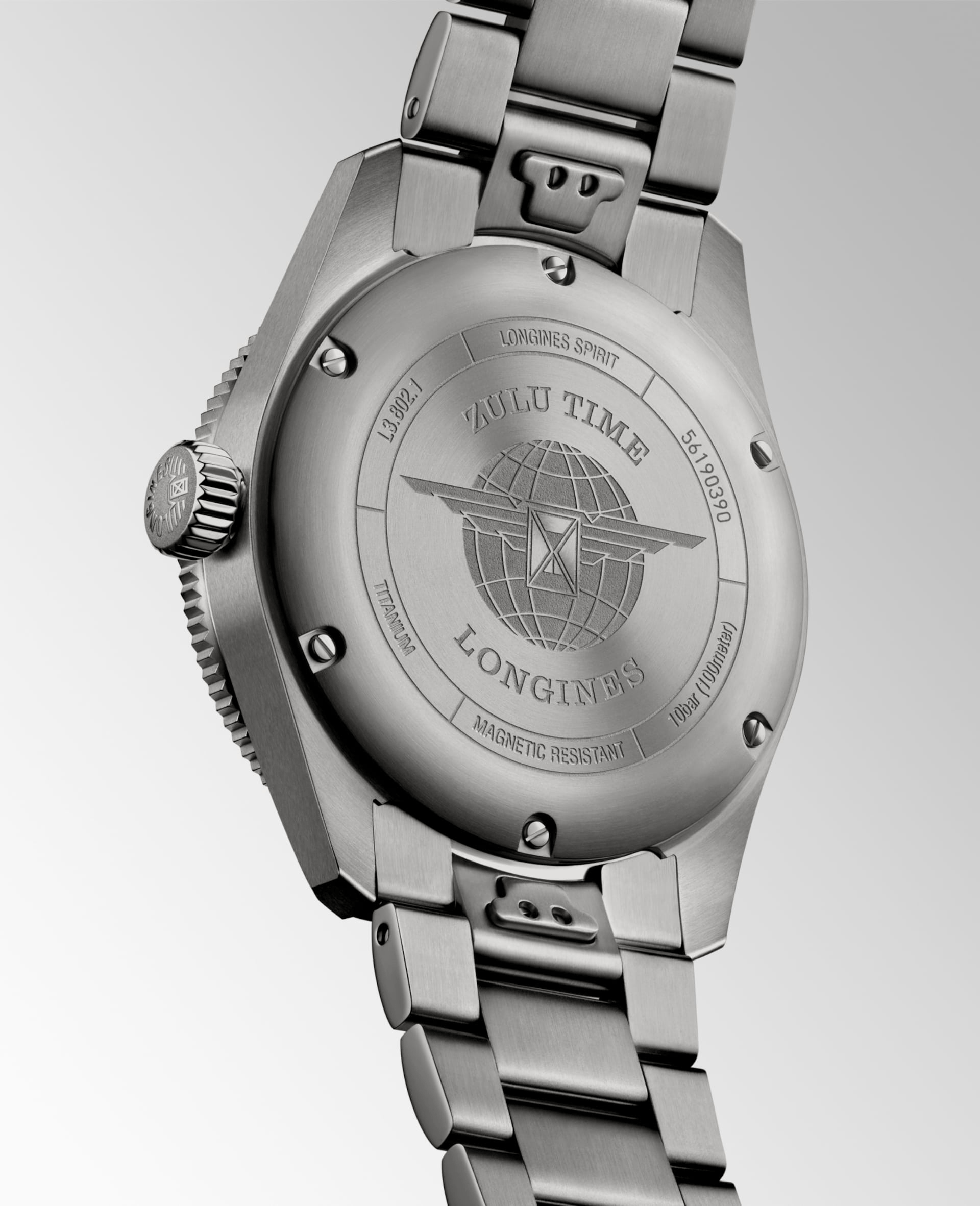 Longines Spirit Zulu Time 39mm Titanium Men's Watch L38021536