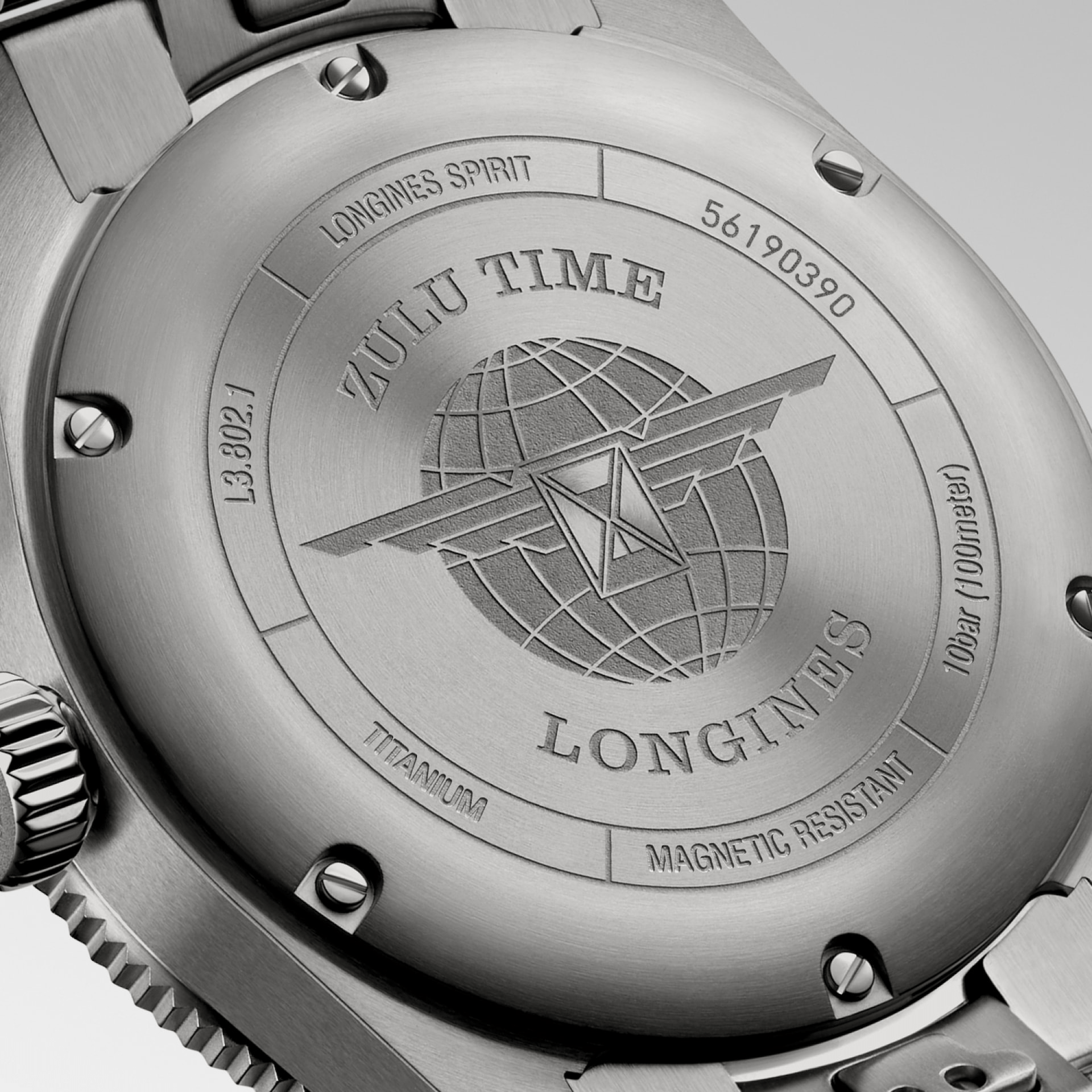 Longines Spirit Zulu Time 39mm Titanium Men's Watch L38021536