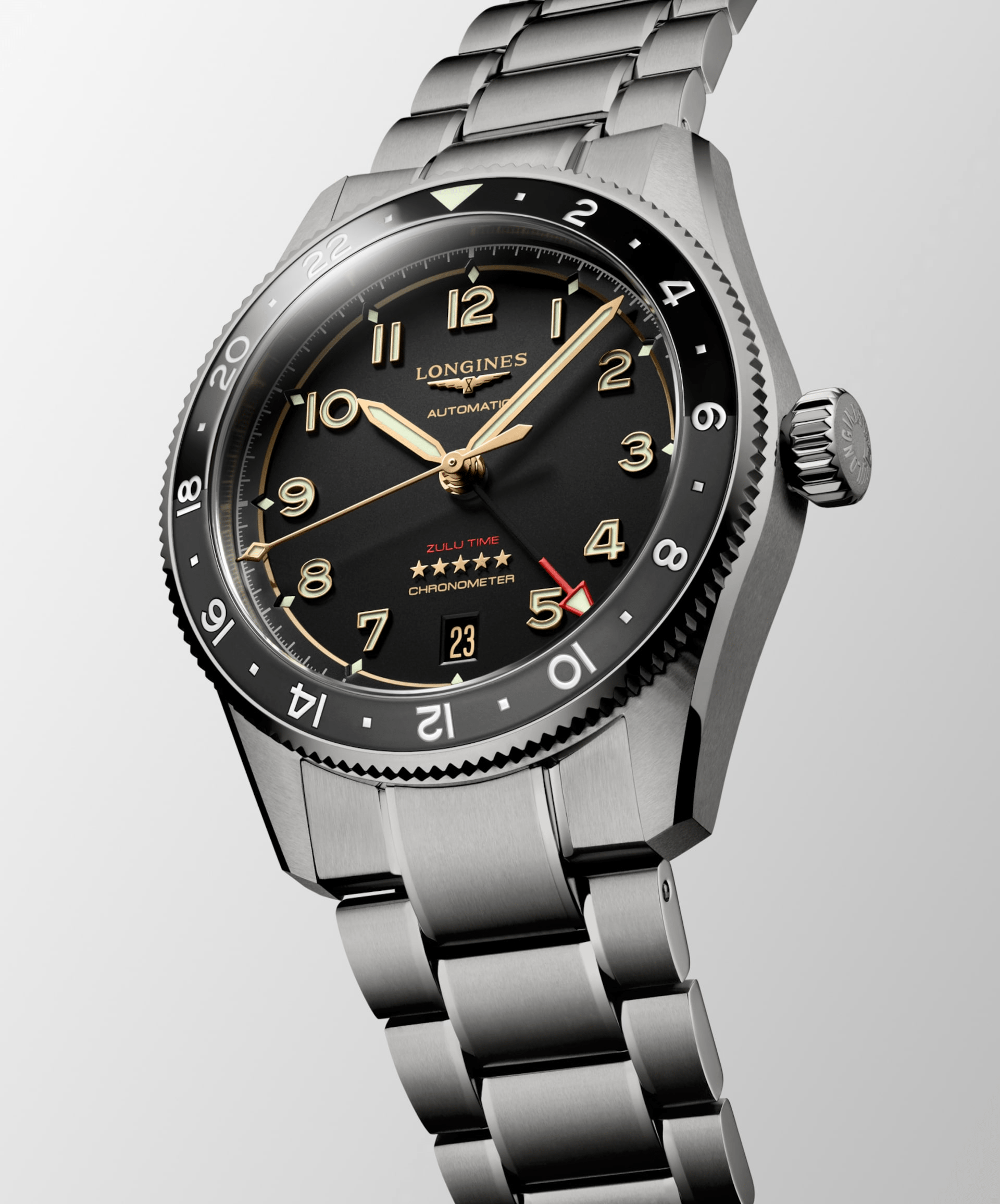 Longines Spirit Zulu Time 39mm Titanium Men's Watch L38021536