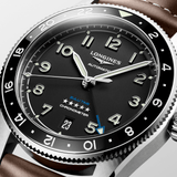Longines Spirit Zulu Time 39mm Black Dial GMT Leather Men's Watch L38024532