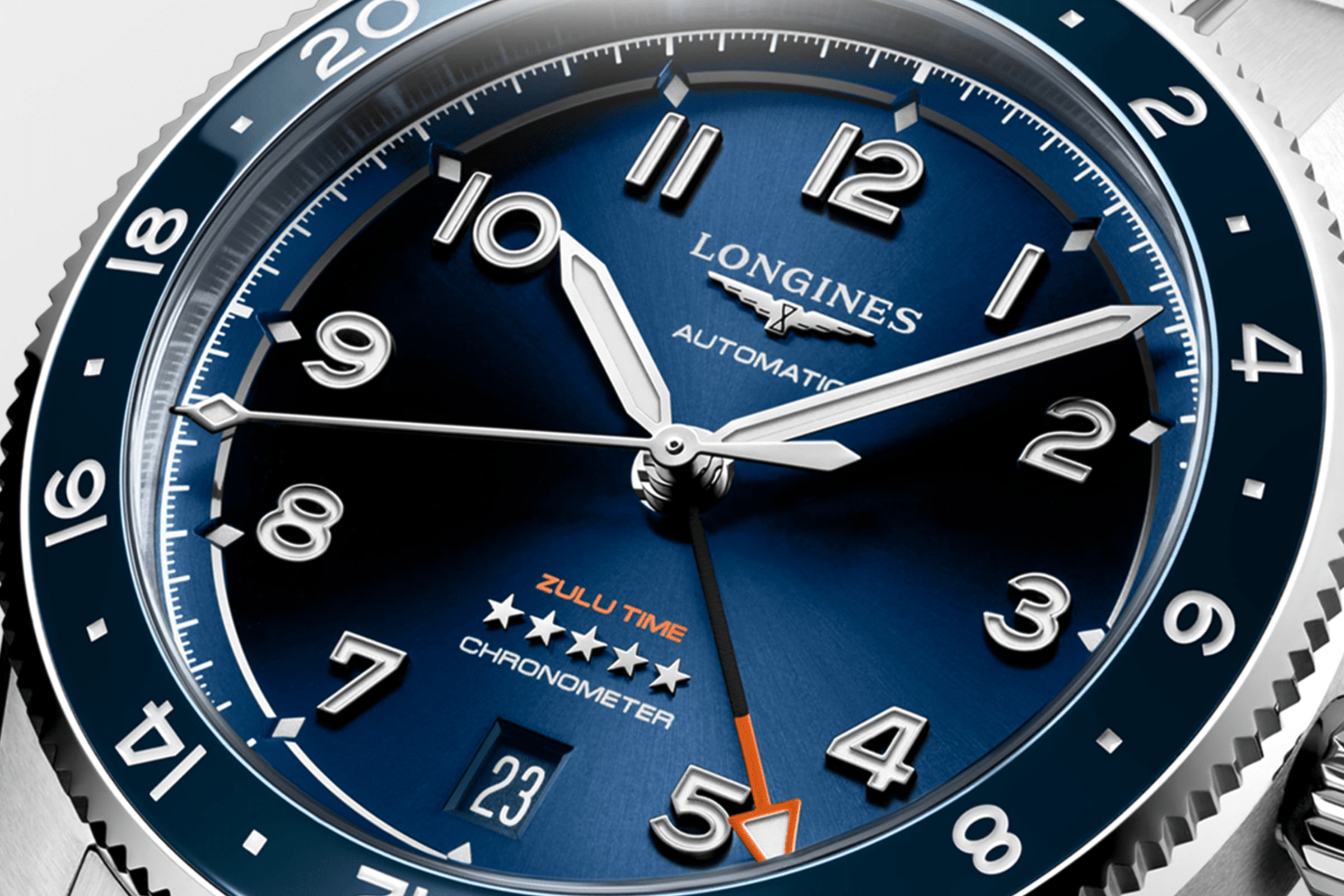 Longines Spirit Zulu Time 39mm Blue Dial GMT Steel Men's Watch L38024936
