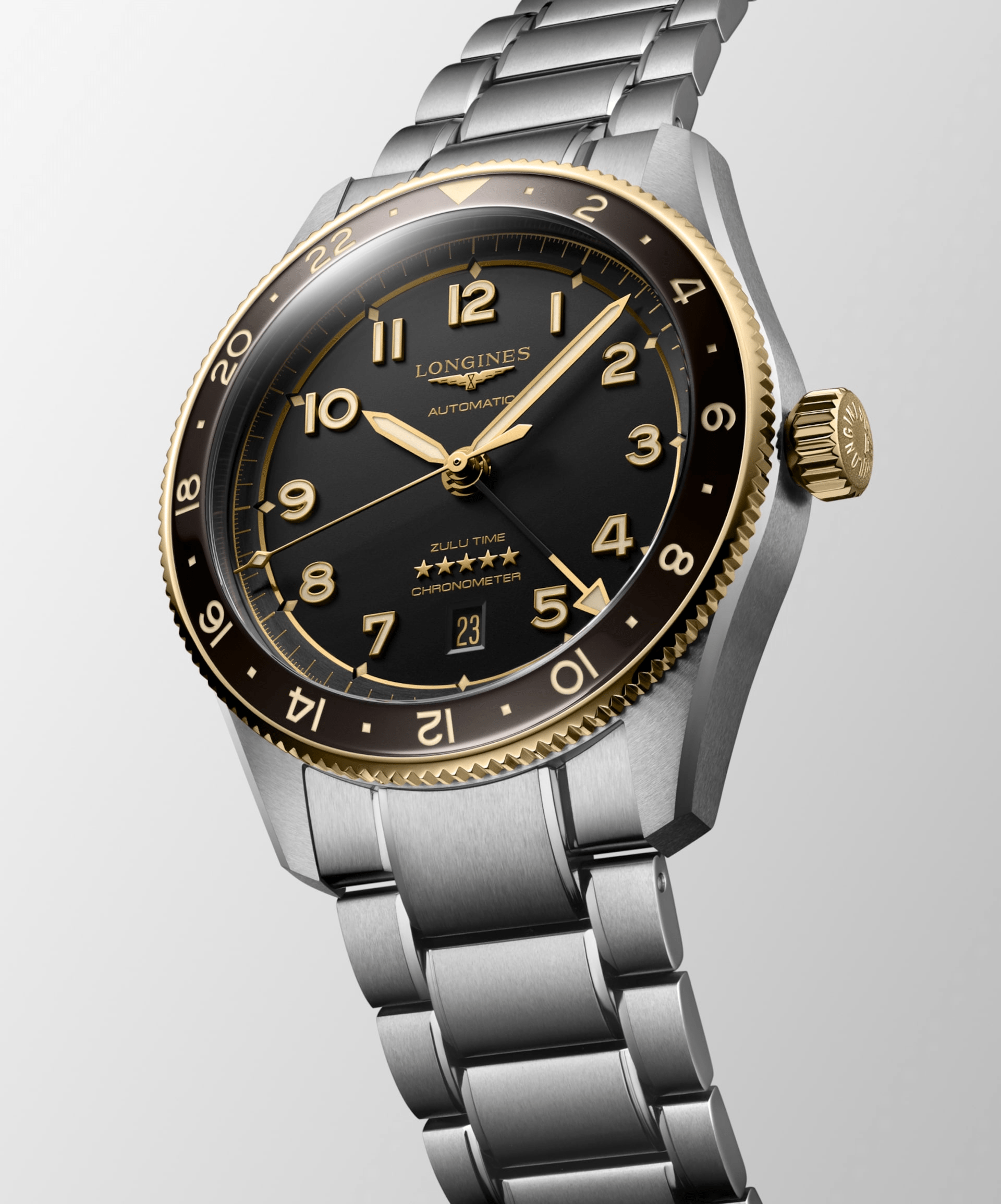 Longines Spirit Zulu Time 18K Stainless Steel Men's Watch L38125536