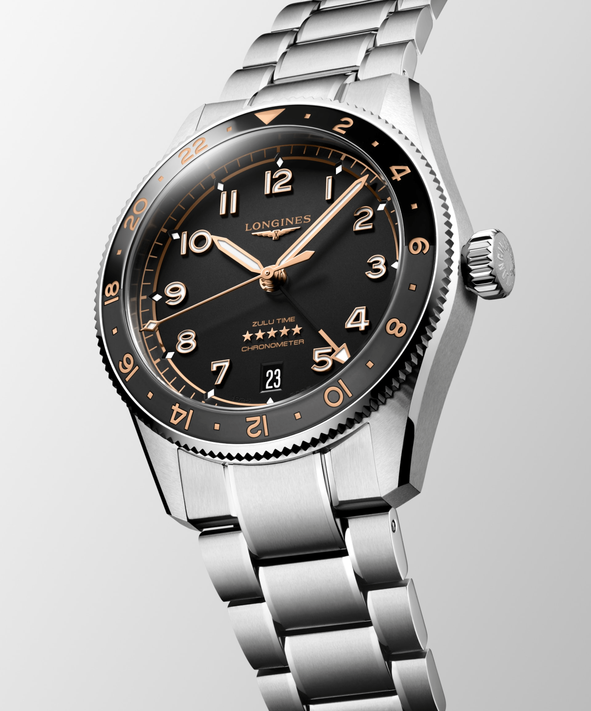 Longines Spirit Zulu Time 39mm Black Matt Dial GMT Men's Watch L38024506