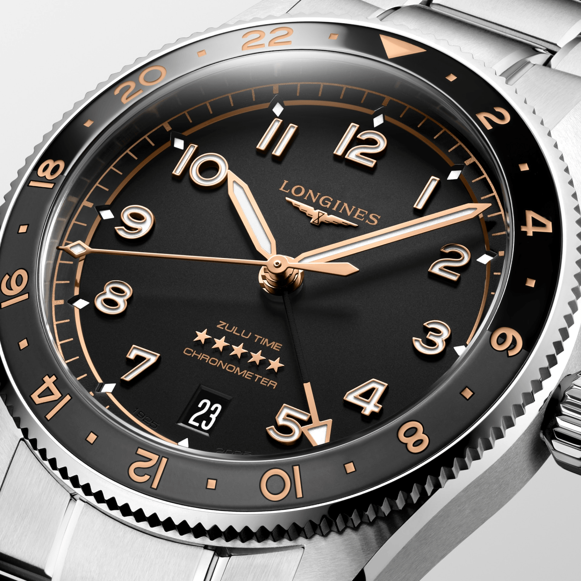 Longines Spirit Zulu Time 39mm Black Matt Dial GMT Men's Watch L38024506