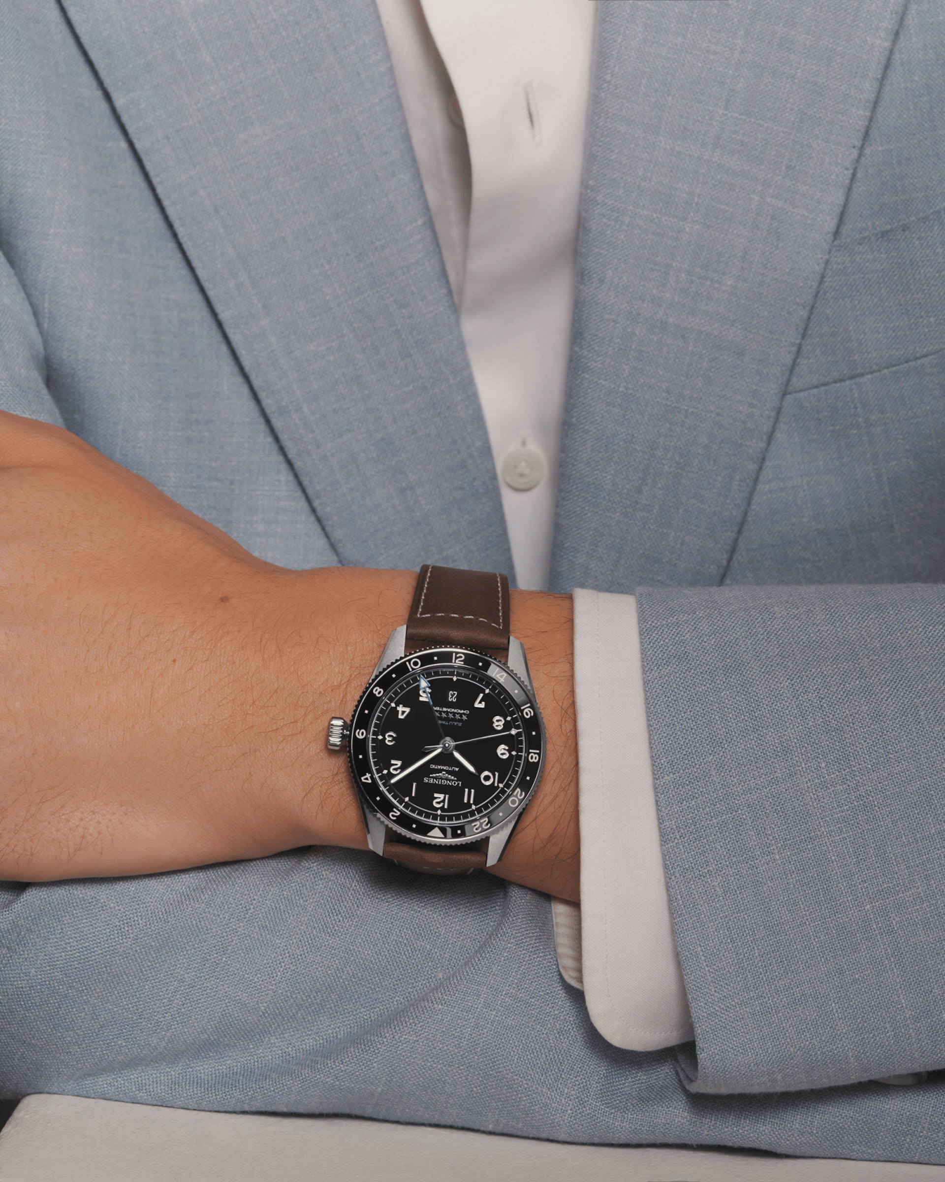 Longines Spirit Zulu Time 42mm Black Dial Men's Watch L38124532