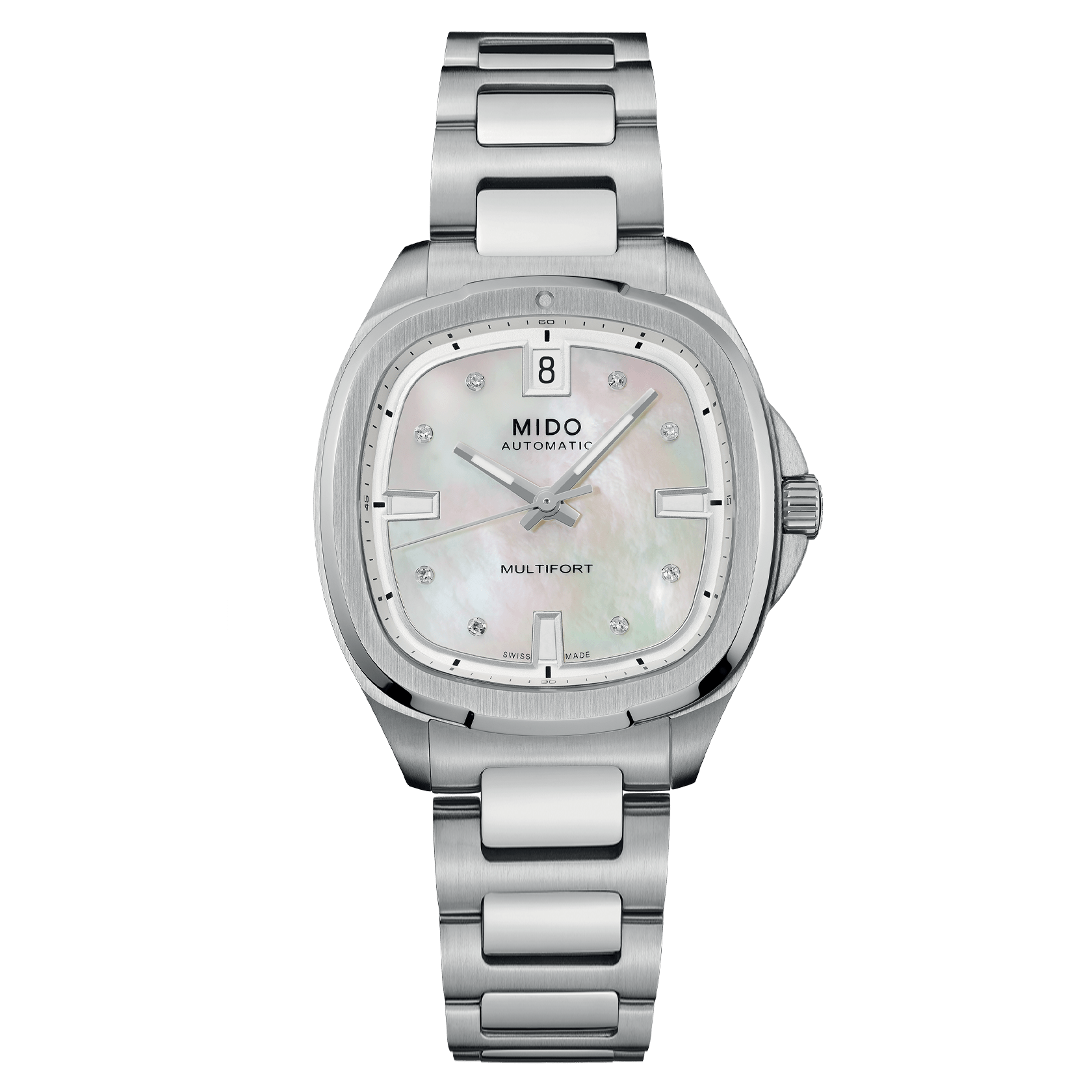 Mido Multifort TV 35mm White Mother-Of-Pearl Steel Women's Watch M0493071110600