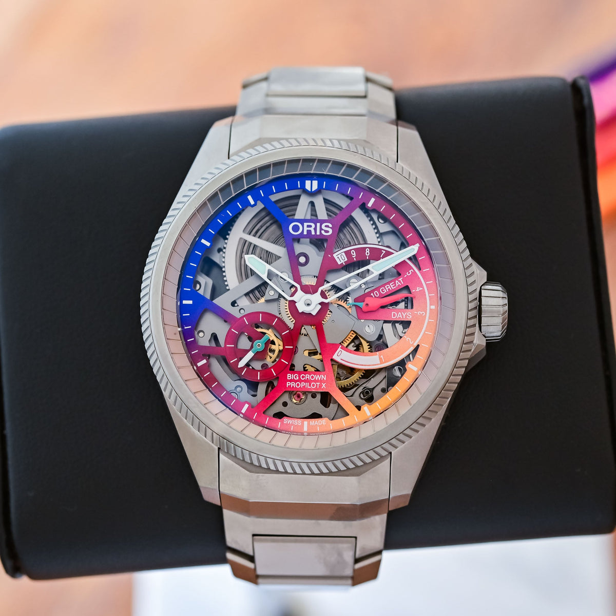 Oris Big Crown ProPilot X Gonzo Edition 44mm Skeleton (Blue / Red / Yellow Gradient) Dial Men's Watch 01 115 7759 7180-Set