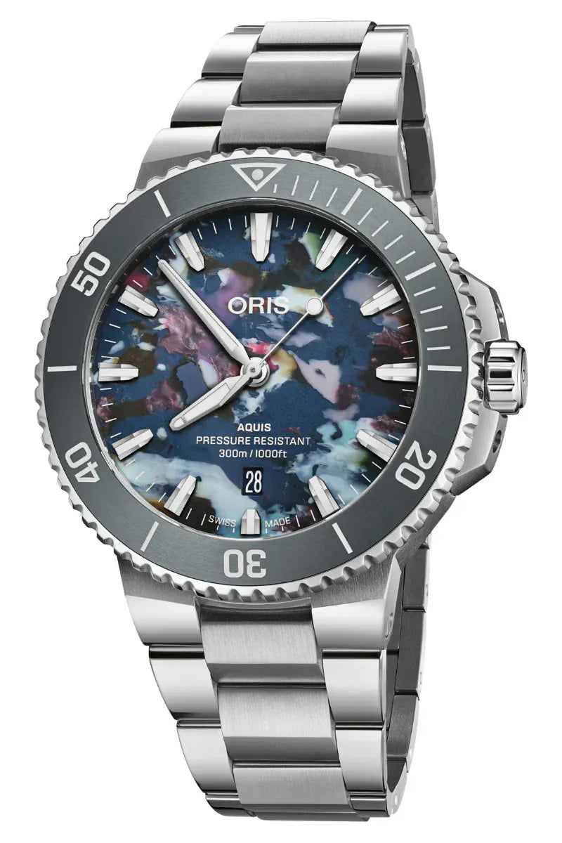 Oris Aquis Date Upcycle 43.50mm Multicoloured Dial Men's Watch 01 733 7789 4150-07 8 23 04PEB