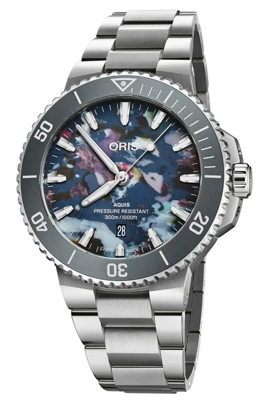 Oris Aquis Date Upcycle 43.50mm Multicoloured Dial Men's Watch 01 733 7789 4150-07 8 23 04PEB