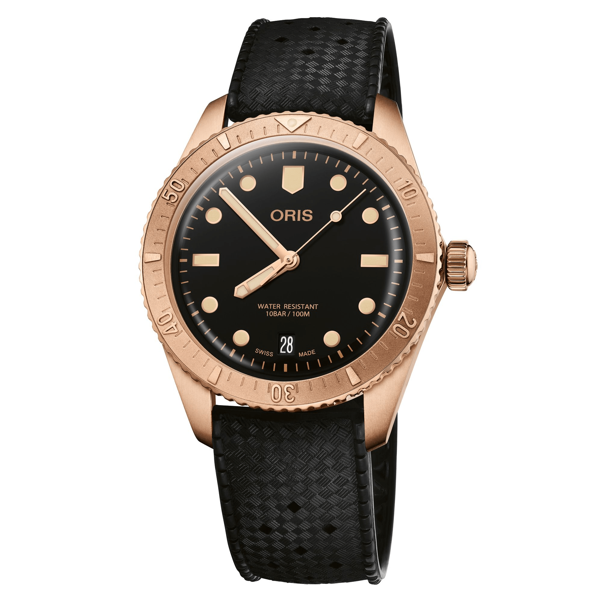Oris Divers Sixty-Five Date Bronze Black Strap Men's Watch 01 733 7771 3154-07 4 19 18BR