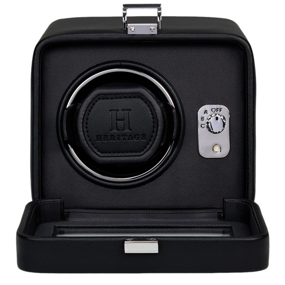 WOLF Windsor Single Watch Winder With Cover Black 4525029