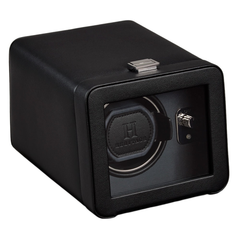 WOLF Windsor Single Watch Winder With Cover Black 4525029