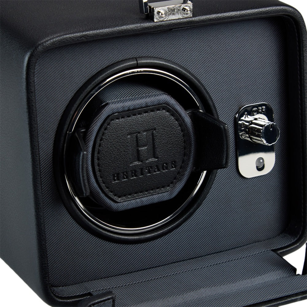WOLF Windsor Single Watch Winder With Cover Black 4525029