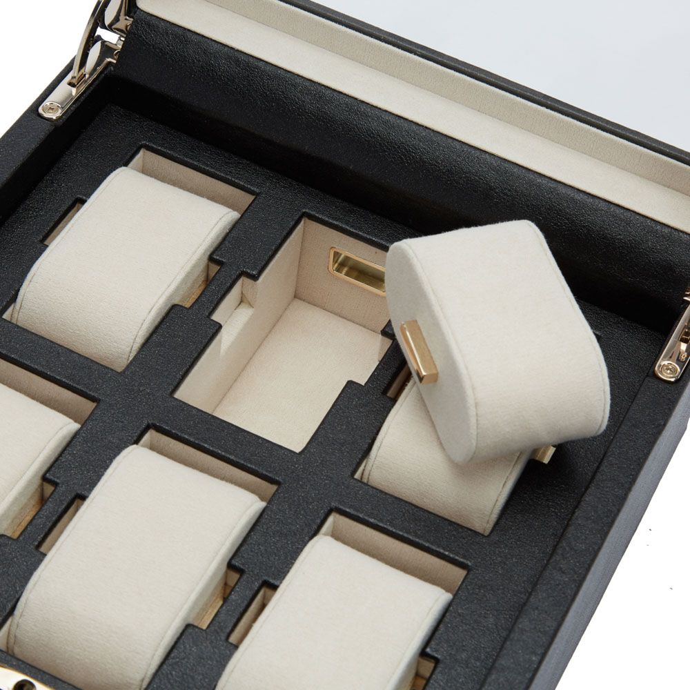 WOLF Palermo 6 Piece Watch Box Black 213802