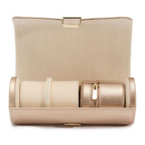 WOLF Palermo Rose Gold Double Watch Roll With Jewelry Pouch 213916