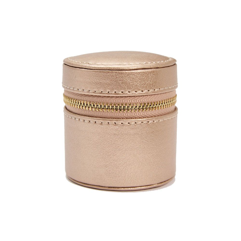 WOLF Palermo Rose Gold Double Watch Roll With Jewelry Pouch 213916