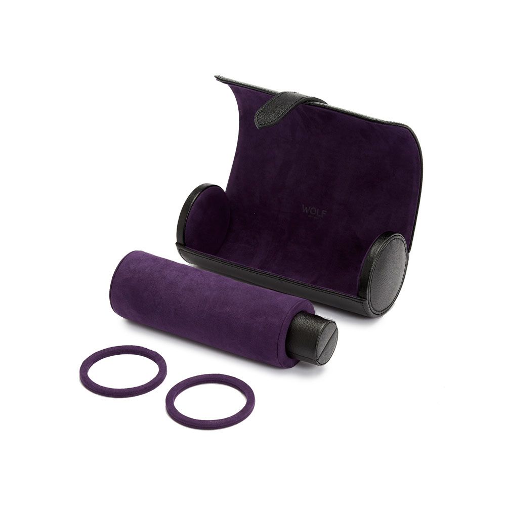 WOLF Blake Triple Watch Roll With Jewelry Capsule Black/Purple 305028