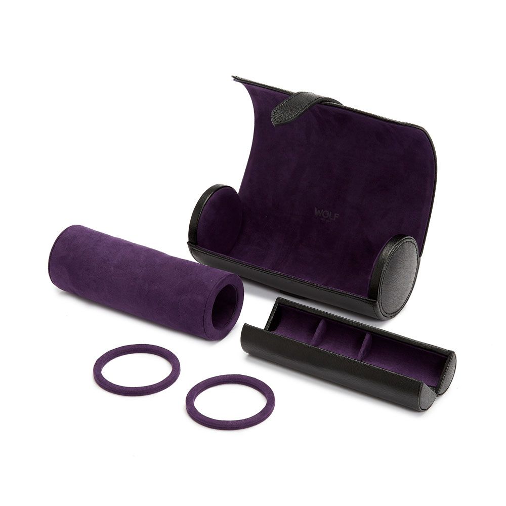 WOLF Blake Triple Watch Roll With Jewelry Capsule Black/Purple 305028