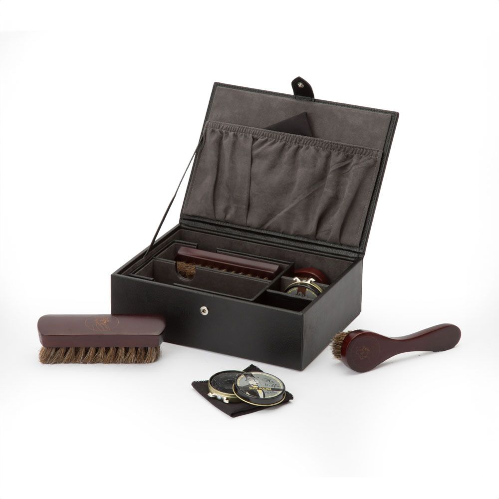 WOLF Blake Shoe Shine Kit Black Leather Grey Lining 305202