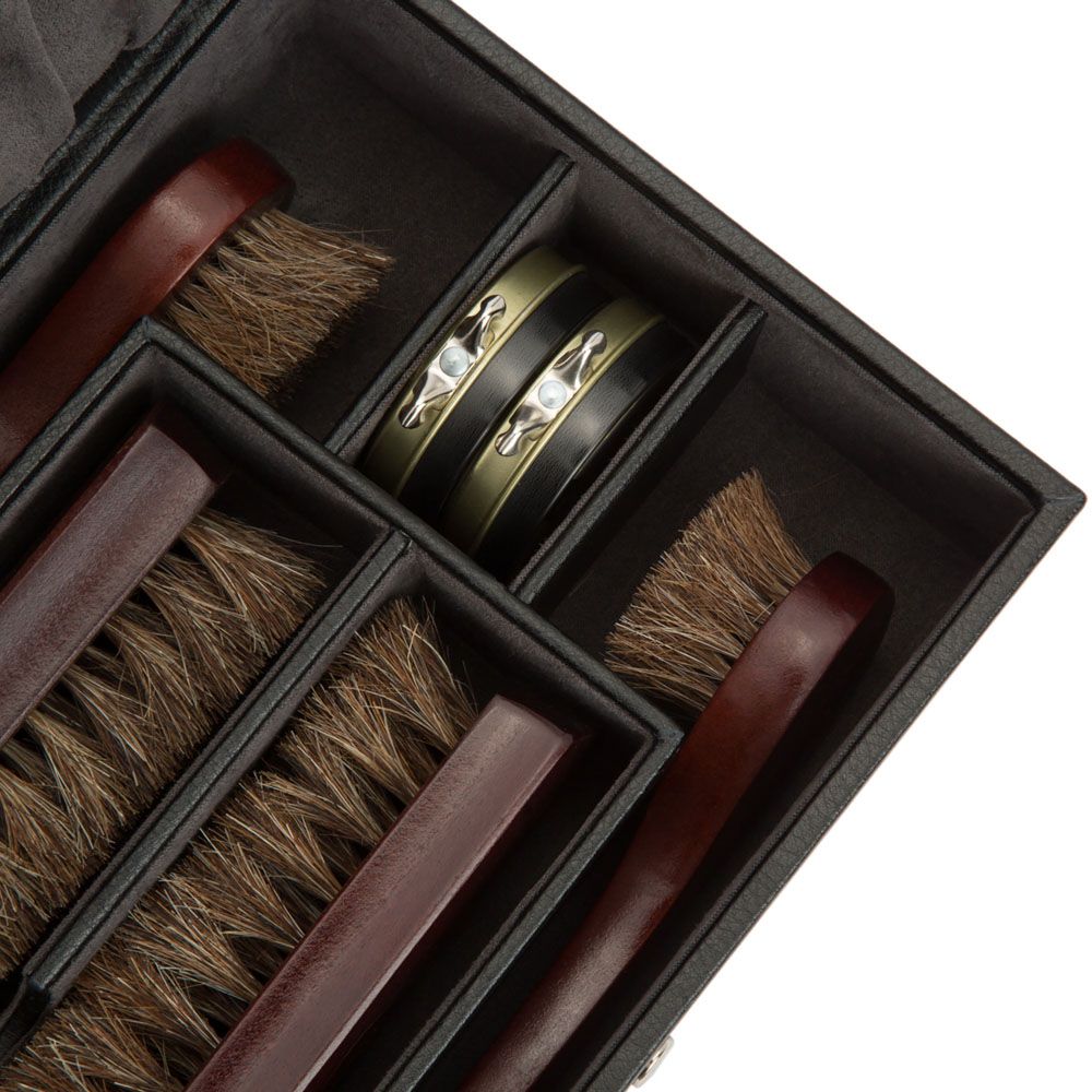 WOLF Blake Shoe Shine Kit Black Leather Grey Lining 305202
