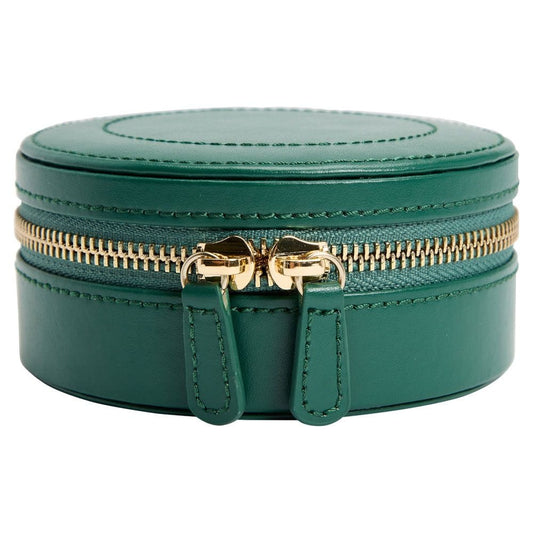 WOLF Sophia Forest Green Round Zip Jewelry Case 392312