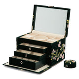 WOLF Zoe Large Jewelry Box Forest Green Velvet Floral Embroidery 393012