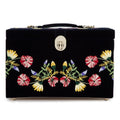WOLF Zoe Large Jewelry Box Indigo Velvet Floral Embroidery 393016