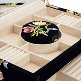 WOLF Zoe Large Jewelry Box Indigo Velvet Floral Embroidery 393016