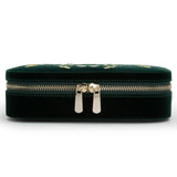WOLF Zoe Travel Zip Case Forest Green Velvet Floral Embroidery 393312