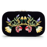 WOLF Zoe Travel Zip Case Indigo Velvet Floral Embroidery 393316