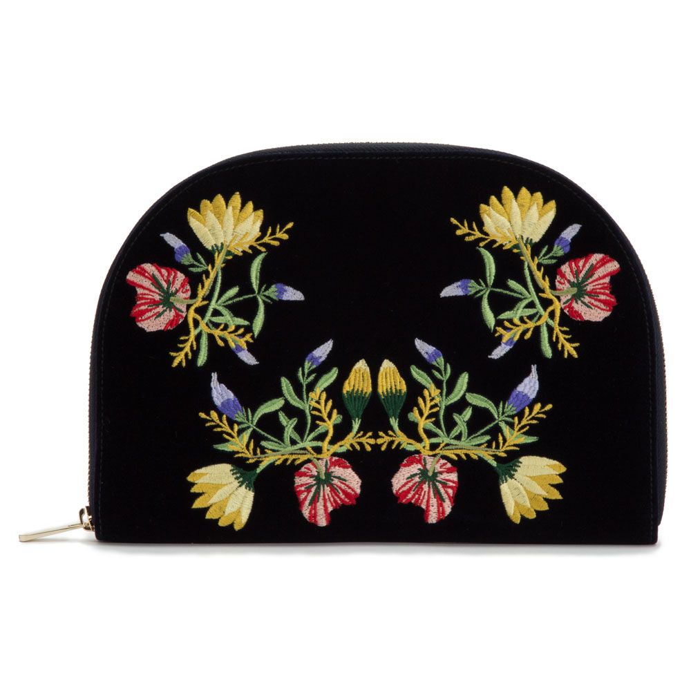 WOLF Zoe Travel Jewelry Portfolio Indigo Velvet Floral Embroidery 393416