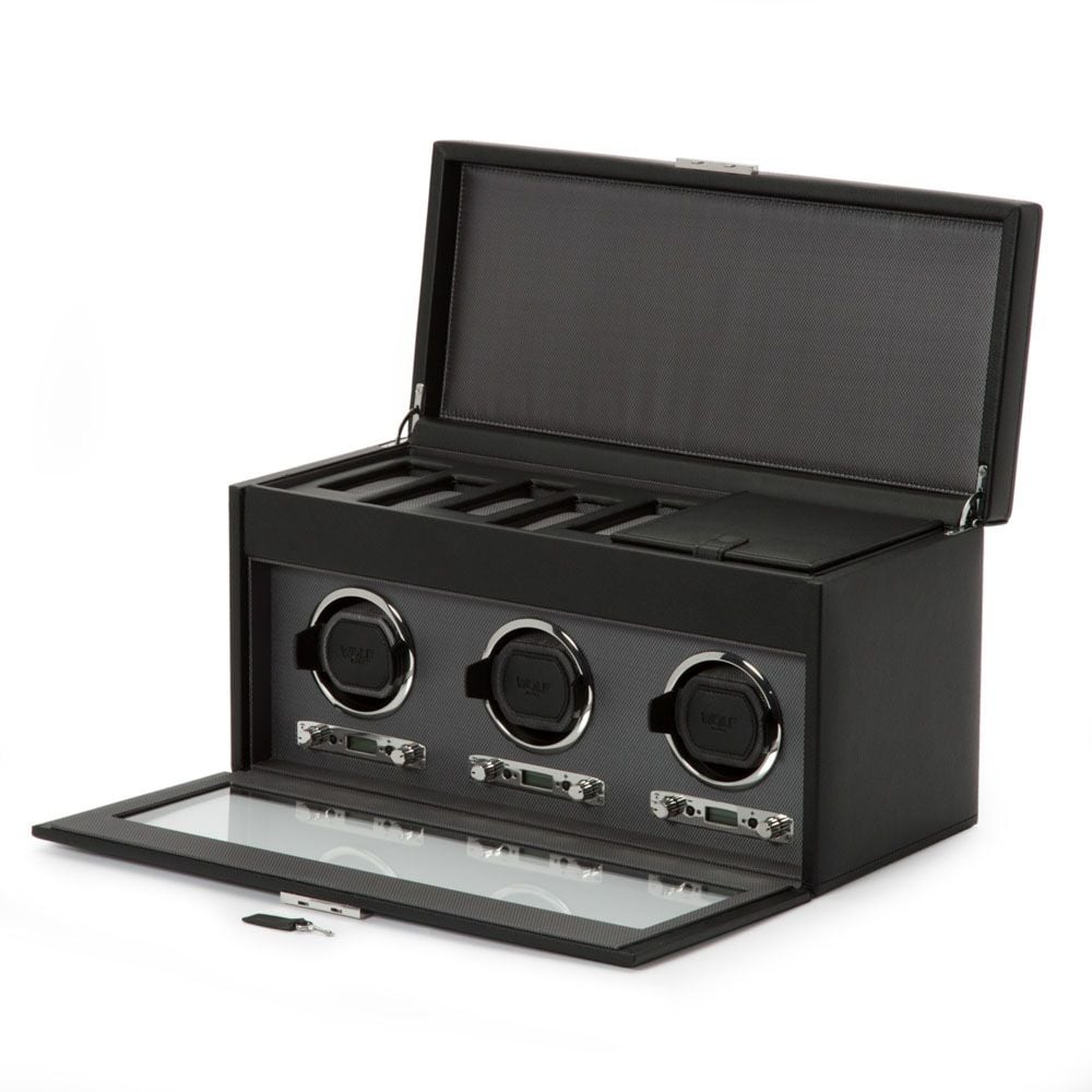 WOLF Viceroy Classic Triple Watch Winder with Storage Black 456302
