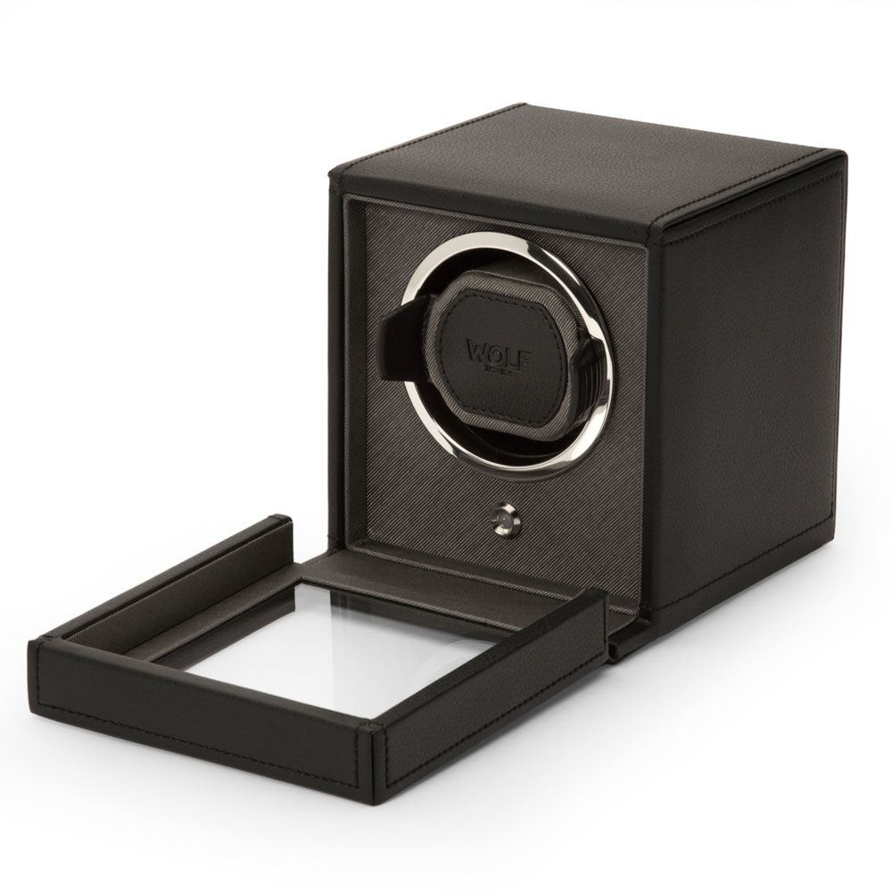 WOLF Cub Single Watch Winder with Cover Black 461103