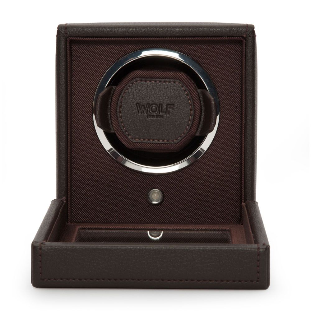 WOLF Cub Single Watch Winder with Cover Brown 461106