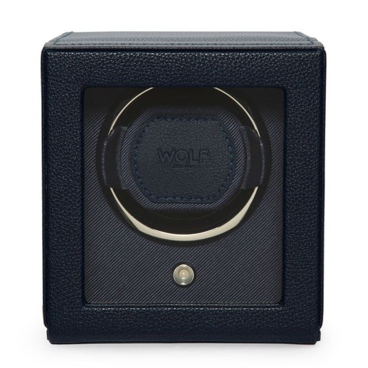 WOLF Cub Single Watch Winder with Cover Navy 461117