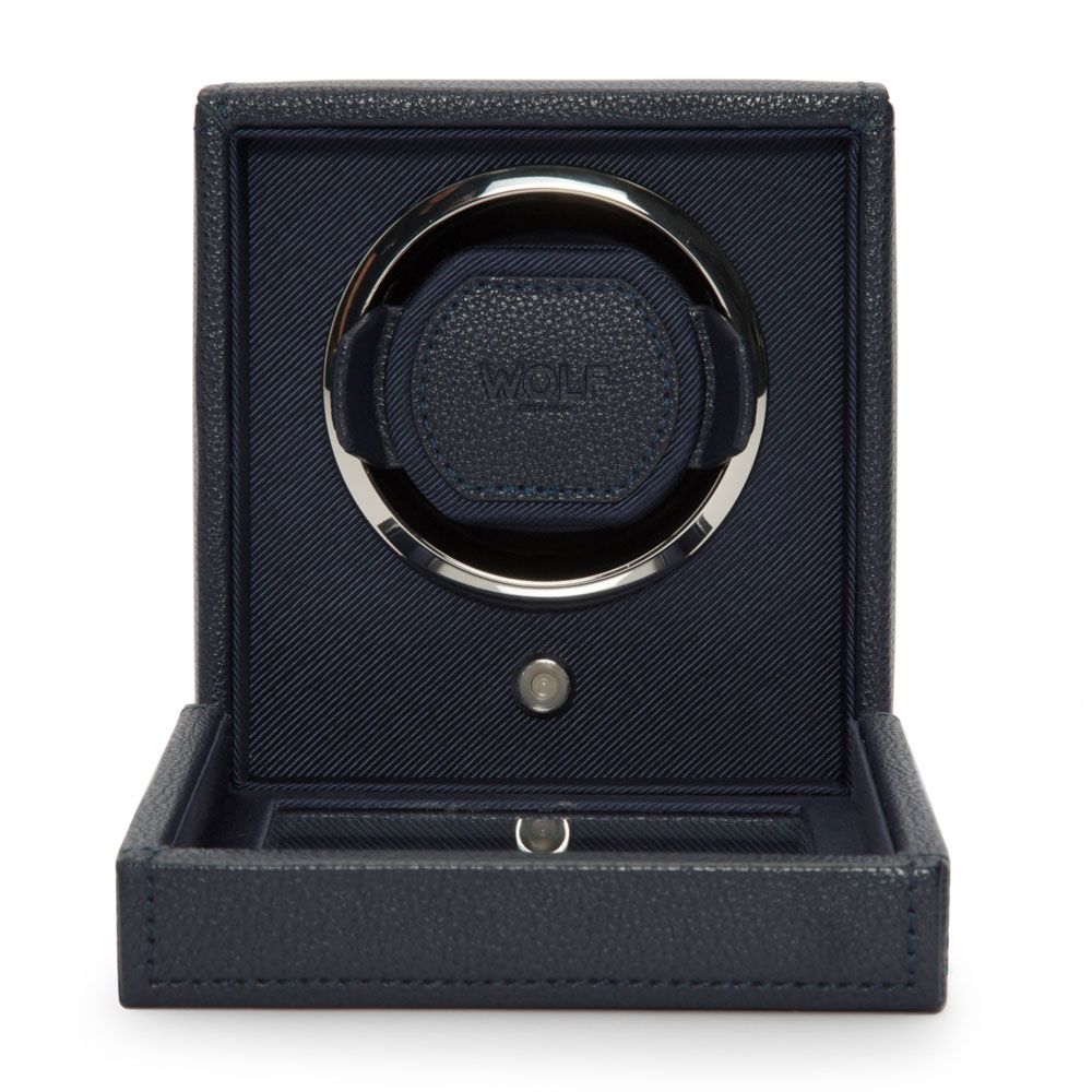 WOLF Cub Single Watch Winder with Cover Navy 461117