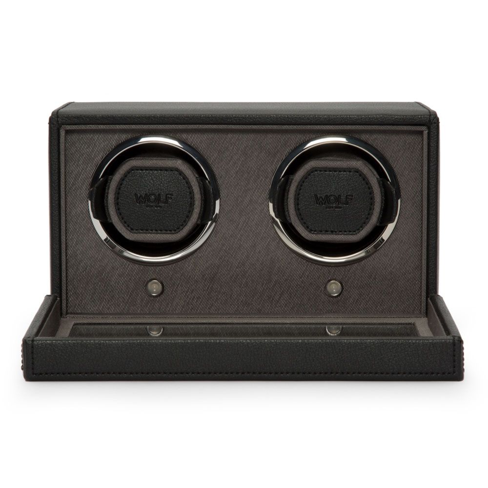 WOLF Cub Double Watch Winder with Cover Black 461203