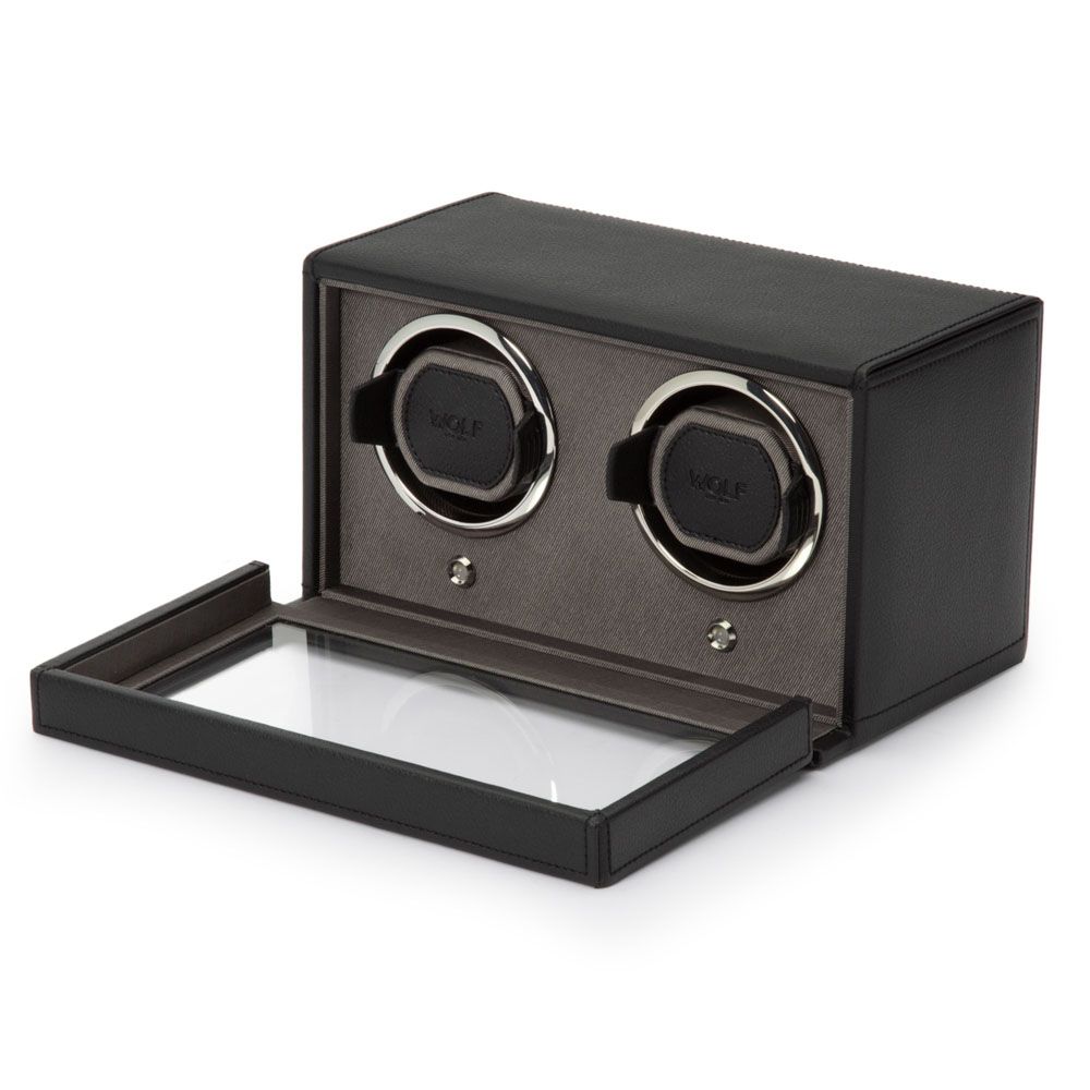 WOLF Cub Double Watch Winder with Cover Black 461203