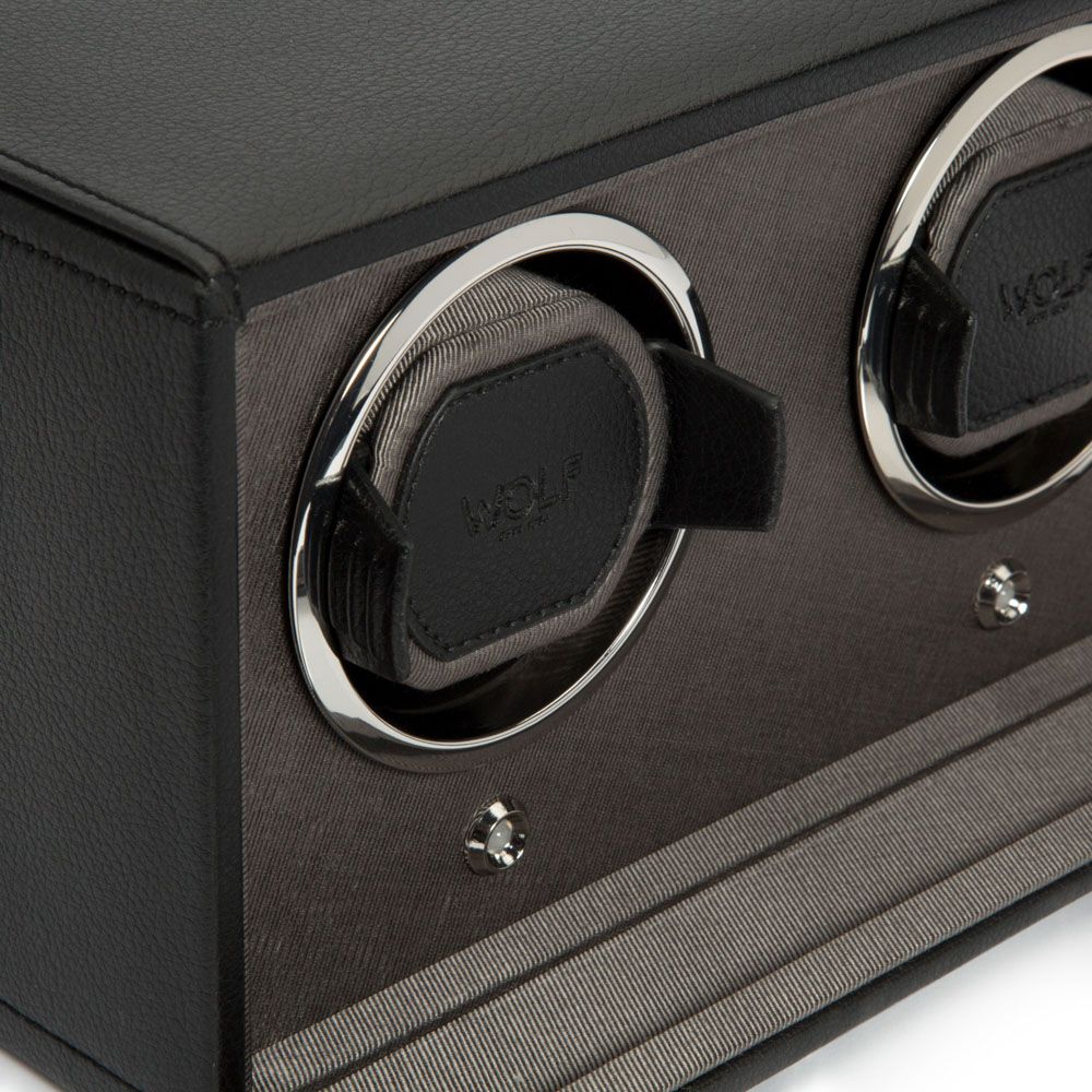 WOLF Cub Double Watch Winder with Cover Black 461203