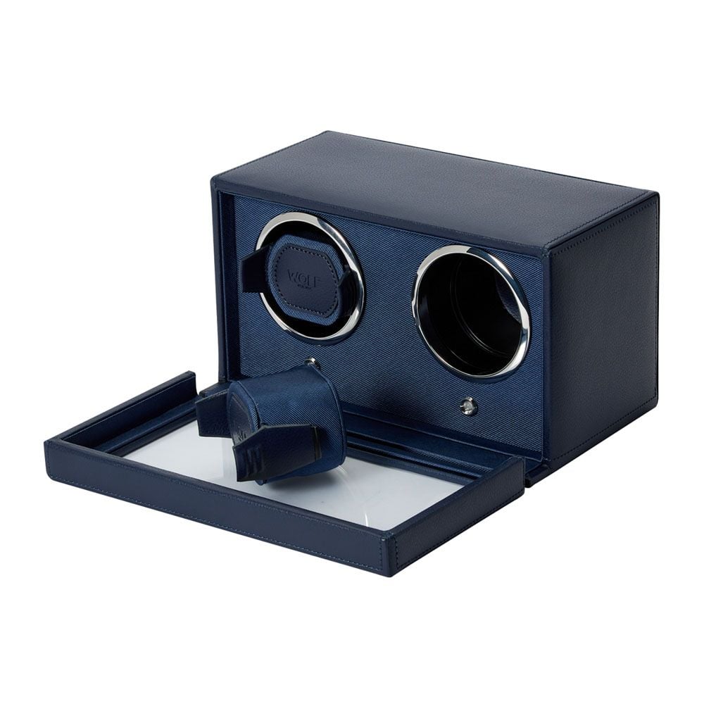 WOLF Cub Double Watch Winder With Cover Navy 461217