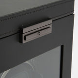 WOLF Axis Black Powder Coat Metal Plated Single Watch Winder With Storage 469203