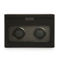 WOLF Axis Black Powder Coat Metal Plated Double Watch Winder With Storage 469303