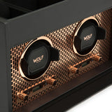 WOLF Axis Copper Metal Plated Double Watch Winder With Storage 469316