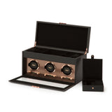 WOLF Axis Copper Metal Plated Triple Watch Winder With Storage 469416