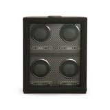WOLF Axis Black Powder Coat Metal Plated 4 Piece Watch Winder 469503