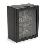 WOLF Axis Black Powder Coat Metal Plated 4 Piece Watch Winder 469503