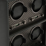 WOLF Axis Black Powder Coat Metal Plated 4 Piece Watch Winder 469503