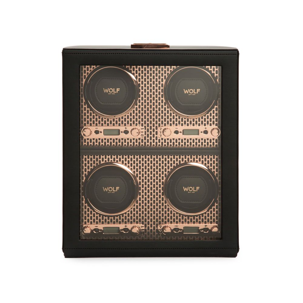 WOLF Axis Copper Metal Plated 4 Piece Watch Winder 469516