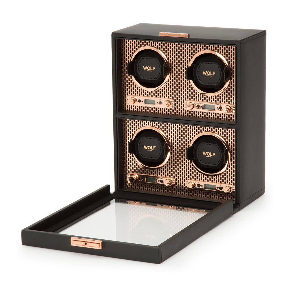 WOLF Axis Copper Metal Plated 4 Piece Watch Winder 469516